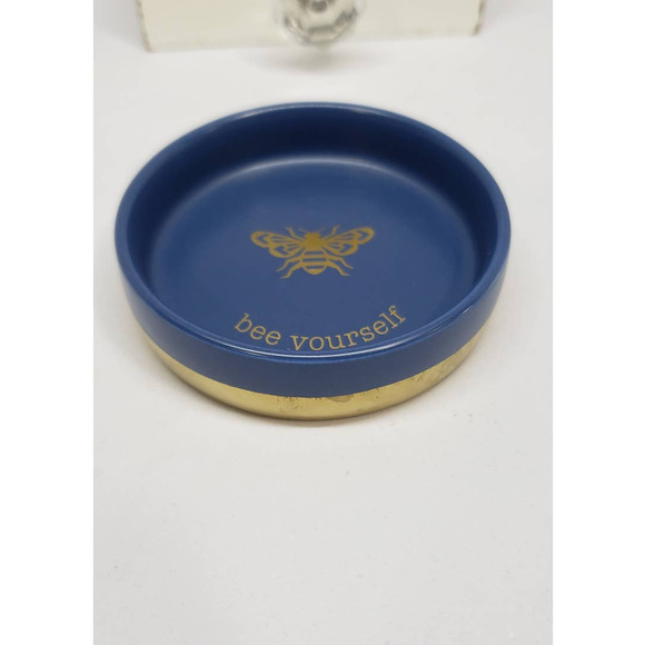 Bee Trivet for Jewelry with words Bee Yourself Colors: Navy and Gold - Picture 1 of 3